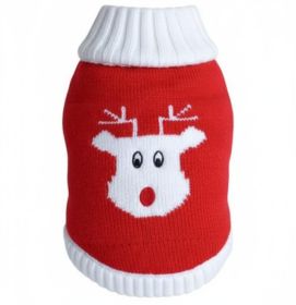 Combed Cotton Red Rudolph Holiday Dog Sweater (size: large)