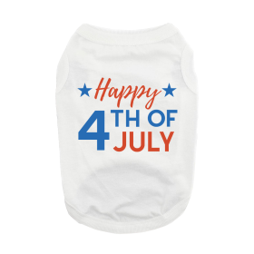 Happy 4th of July Dog Shirt (Color: White, size: 2X-Large)