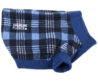 Highline Fleece Dog Coat (Color: Blue Plaid, size: Size 14)