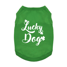 Lucky Dog Dog Shirt (Color: Emerald Green, size: 3X-Large)