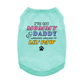 Wrapped Around My Lil Paw Dog Shirt (Color: Teal, size: 3X-Large)