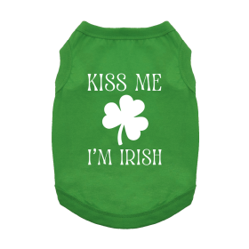 Kiss Me I'm Irish Dog Shirt (Color: Emerald Green, size: small)