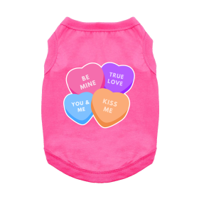 Conversation Hearts Dog Shirt (Color: Raspberry Sorbet, size: medium)