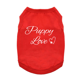 Puppy Love Dog Shirt (Color: Flame Scarlet Red, size: small)