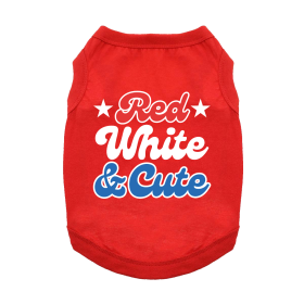 Red White and Cute Dog Shirt (Color: Flame Scarlet Red, size: small)